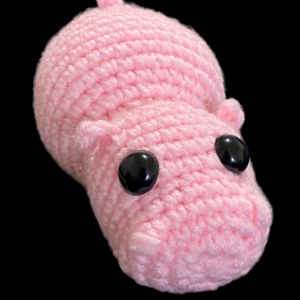 Pink Crochet Hippo Plush Toy